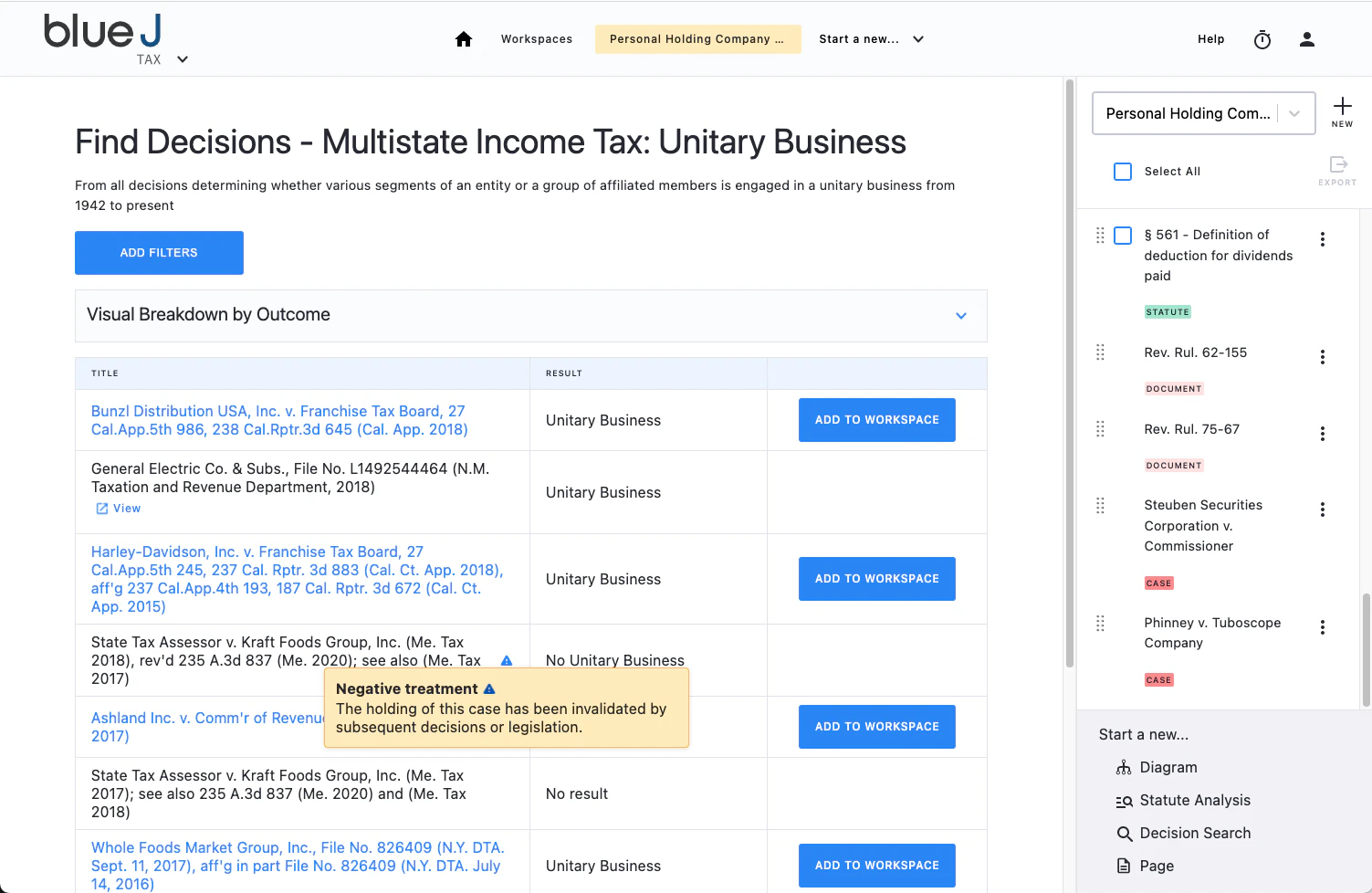 screenshot of Blue J Tax